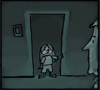 Child enters room